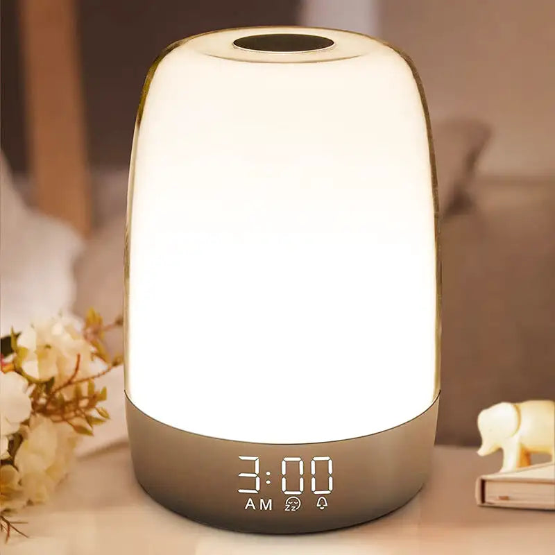 Réveil cylindrique bicolore avec affichage numérique LED