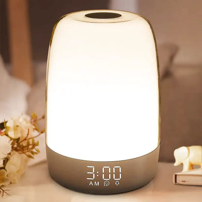 Réveil cylindrique bicolore avec affichage numérique LED