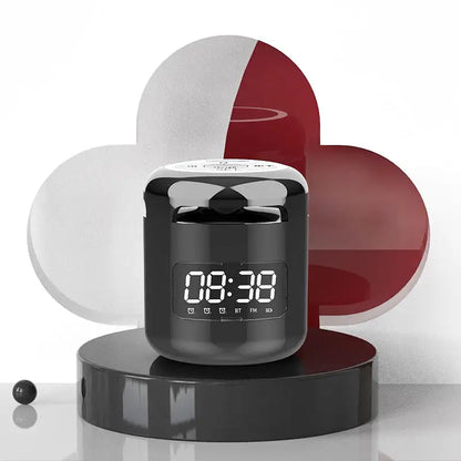 Réveil cylindrique numérique noir avec affichage blanc