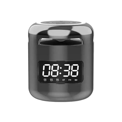 Réveil cylindrique numérique noir avec affichage blanc