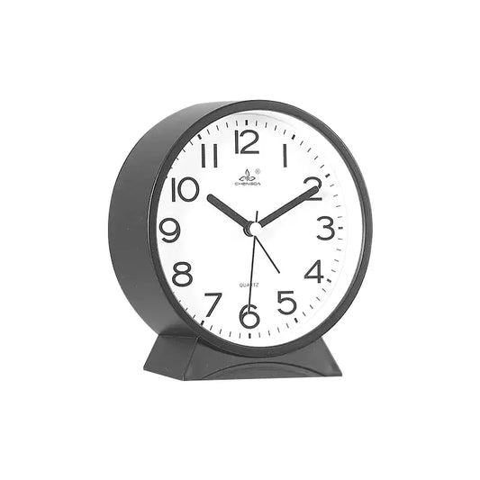 Réveil de table rond noir à chiffres contrastés