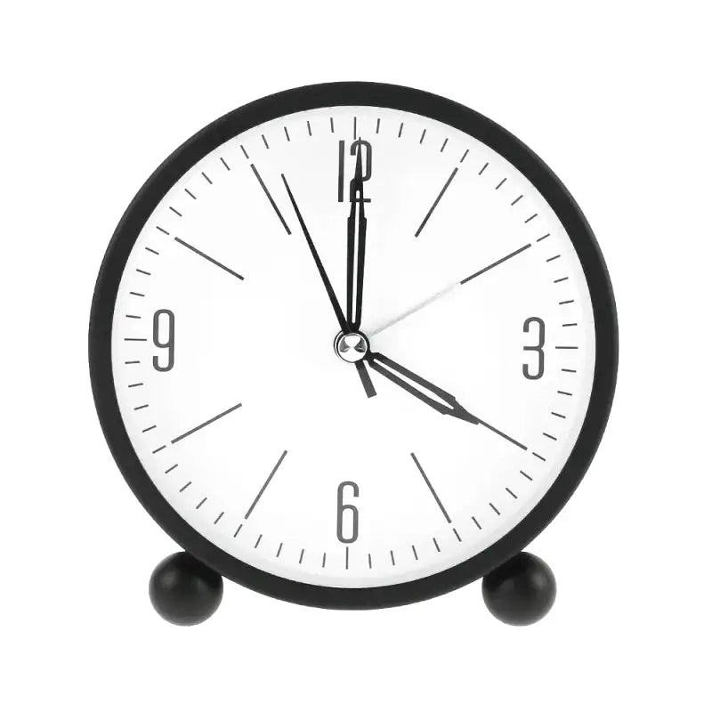 Réveil de table rond noir à face blanche