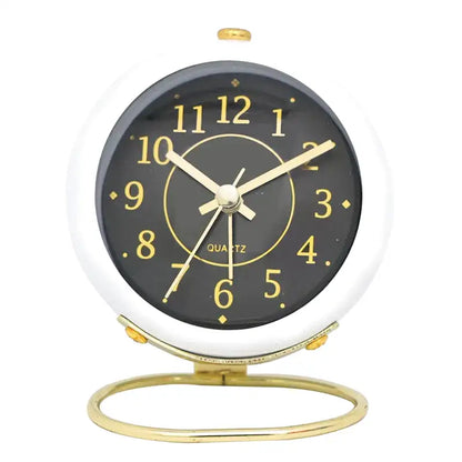 Réveil de table rond noir mat et doré