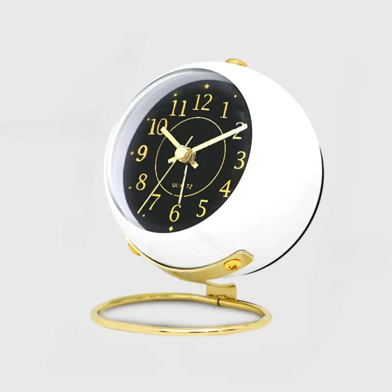 Réveil de table rond noir mat et doré