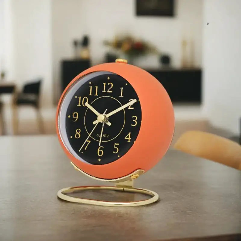 Réveil de table rond noir mat et doré