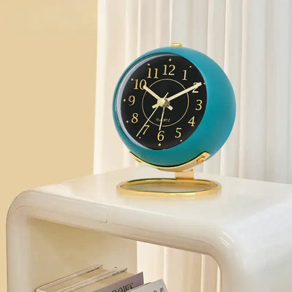 Réveil de table rond noir mat et doré