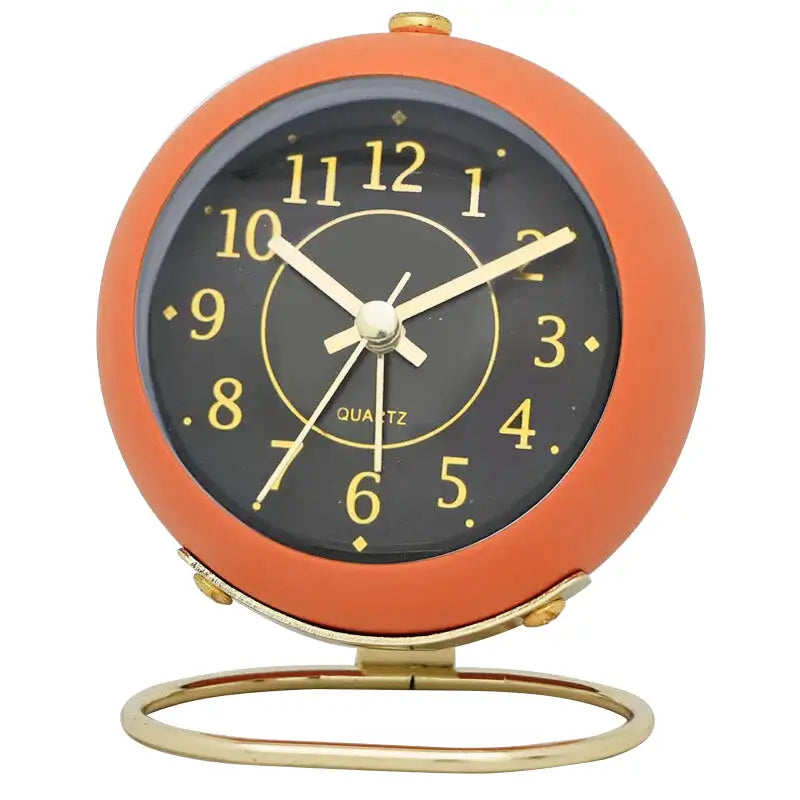 Réveil de table rond noir mat et doré