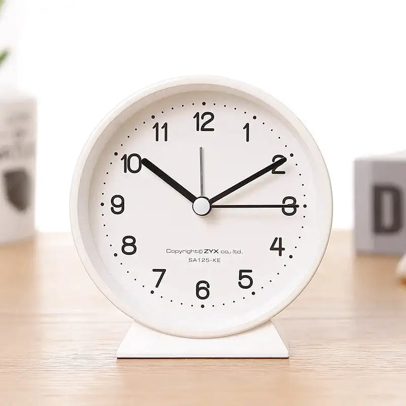 Réveil de table rond rose poudré et gris mat