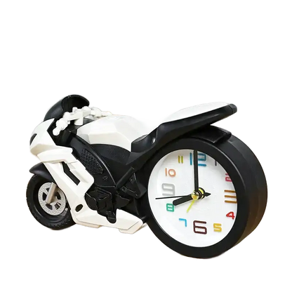 Réveil design moto bleue avec cadran multicolore