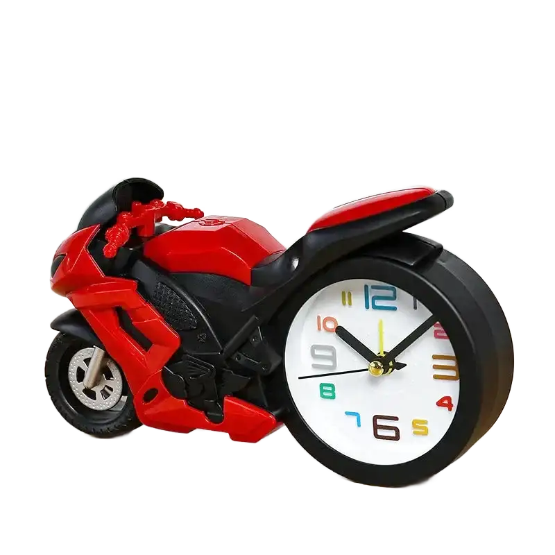 Réveil design moto bleue avec cadran multicolore