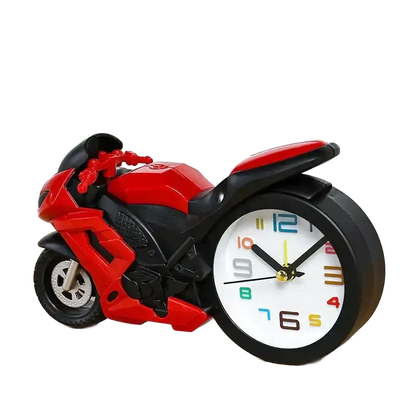 Réveil design moto bleue avec cadran multicolore