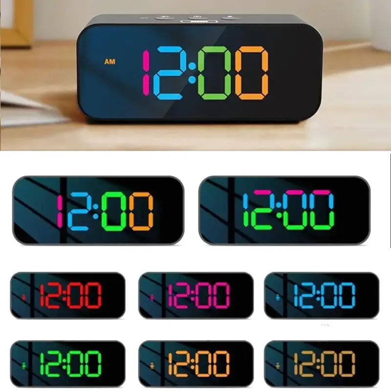 Réveil digital blanc à chiffres multicolores grand format
