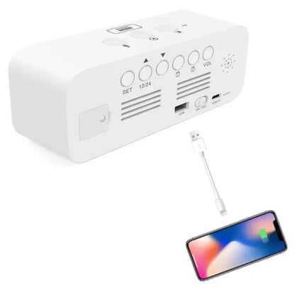 Réveil digital blanc à chiffres multicolores grand format