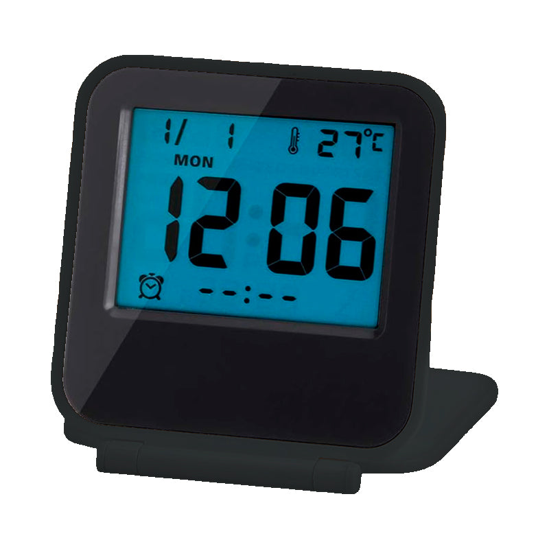 Réveil carré LCD avec coque en silicone bleue -  - reveil-digital-de-voyage - ["digital","num\u00e9rique","petit","petit reveil","r\u00e9veil connect\u00e9","r\u00e9veil digital","simple","voyage"]