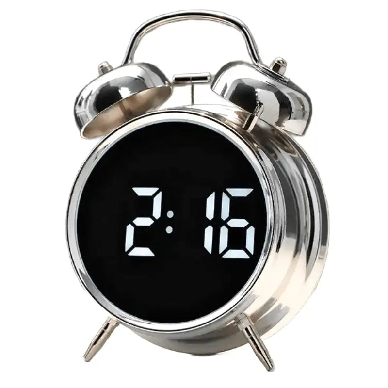Réveil digital noir argenté à cloche vintage