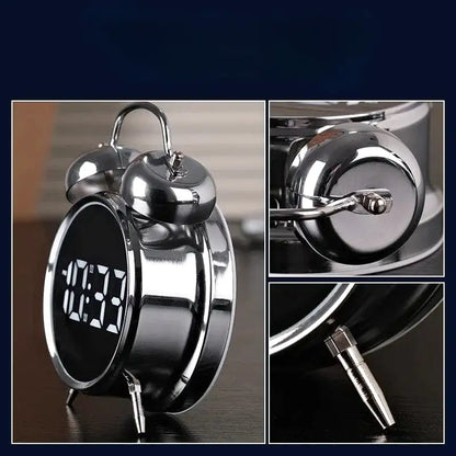 Réveil digital noir argenté à cloche vintage