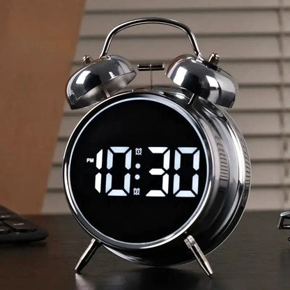 Réveil digital noir argenté à cloche vintage