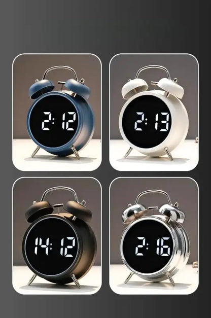 Réveil digital noir argenté à cloche vintage