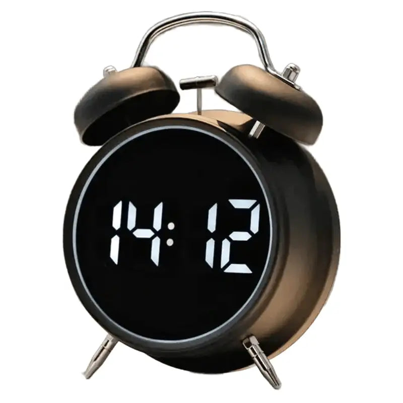 Réveil digital noir argenté à cloche vintage
