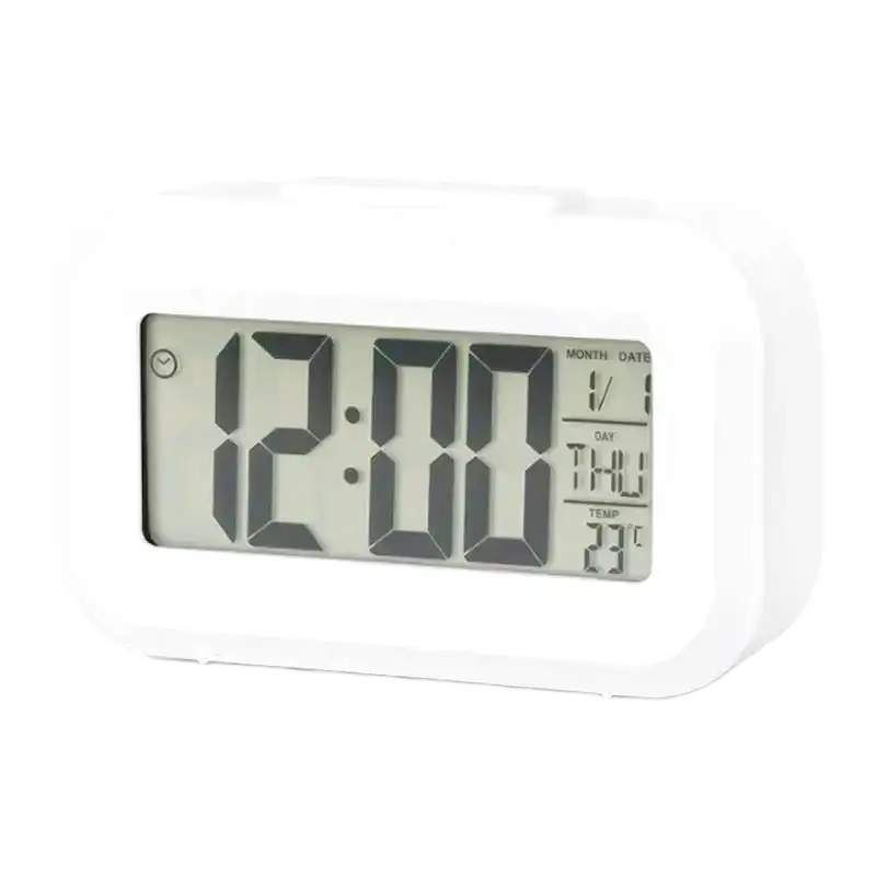 Réveil digital noir mat avec écran LCD large