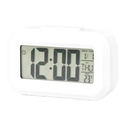 Réveil digital noir mat avec écran LCD large