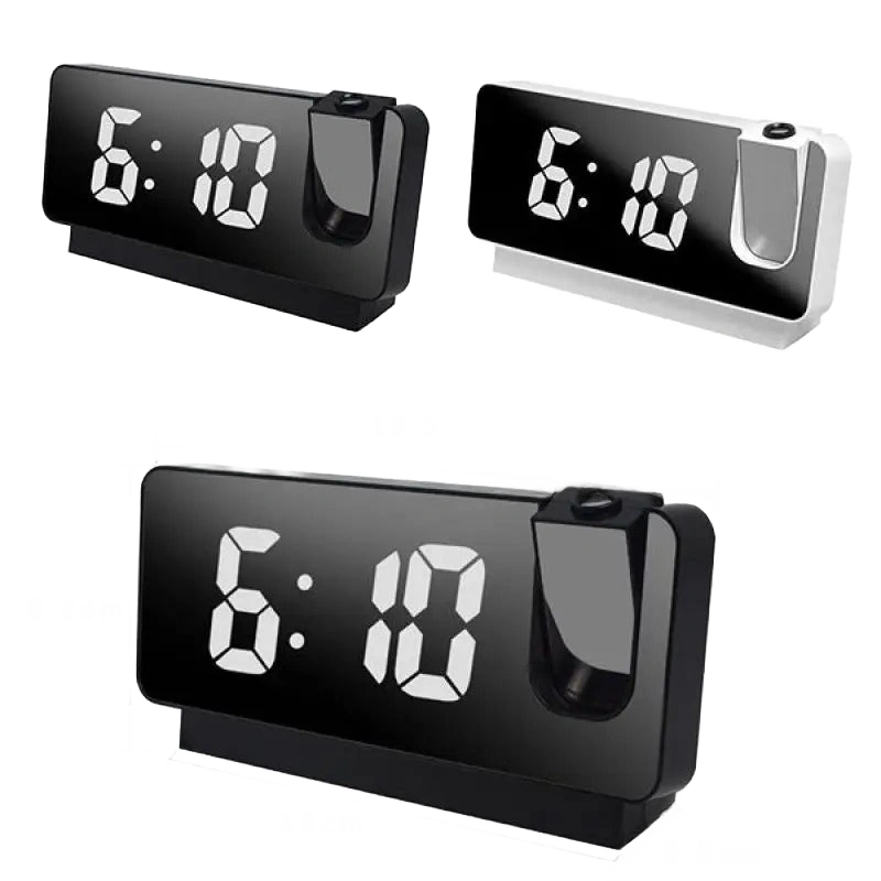 Réveil projecteur noir brillant à affichage LED blanc -  - reveil-digital-projection-plafond - ["camera espion","connect\u00e9","moderne","num\u00e9rique","petit reveil","r\u00e9veil digital","simple"]