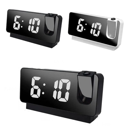 Réveil projecteur noir brillant à affichage LED blanc -  - reveil-digital-projection-plafond - ["camera espion","connect\u00e9","moderne","num\u00e9rique","petit reveil","r\u00e9veil digital","simple"]