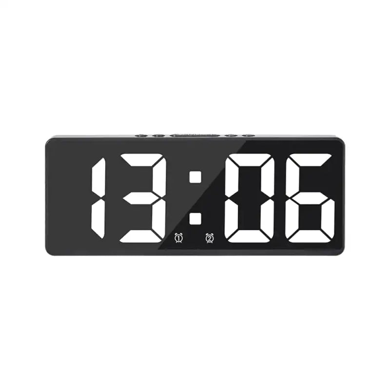 Réveil digital rectangulaire en plastique noir à LED verte