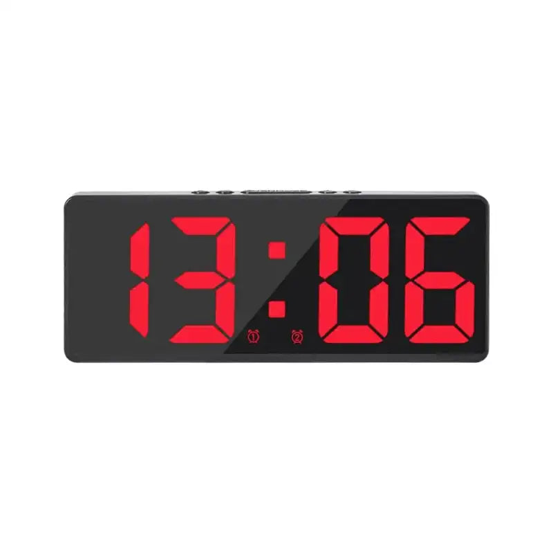 Réveil digital rectangulaire en plastique noir à LED verte
