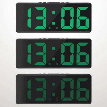 Réveil digital rectangulaire en plastique noir à LED verte