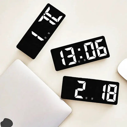 Réveil digital rectangulaire en plastique noir à LED verte