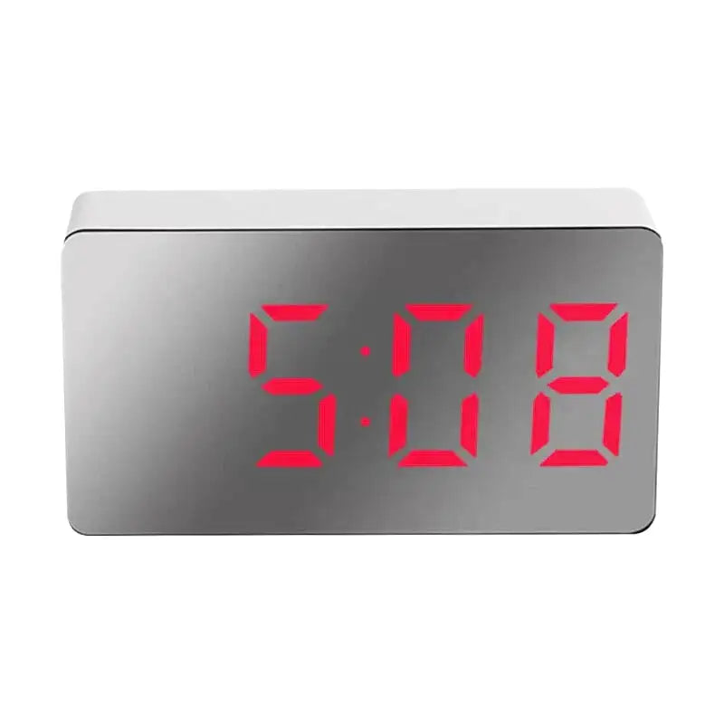 Réveil digital rectangulaire gris à grands chiffres blancs