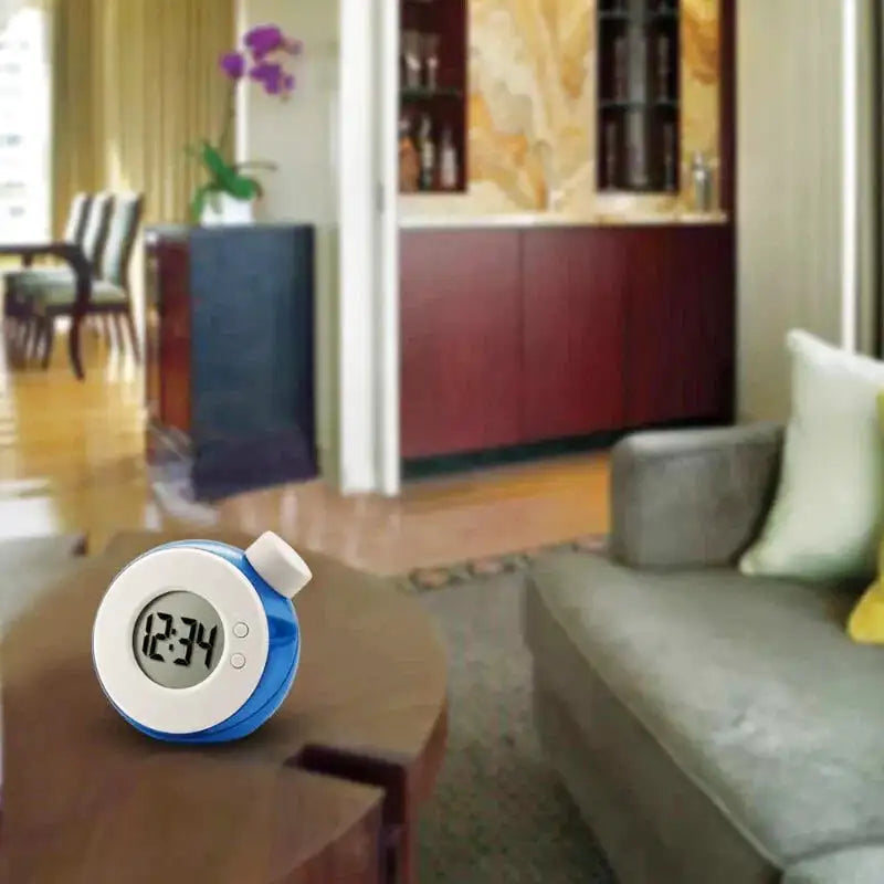 Réveil digital rond bleu à eau sans pile