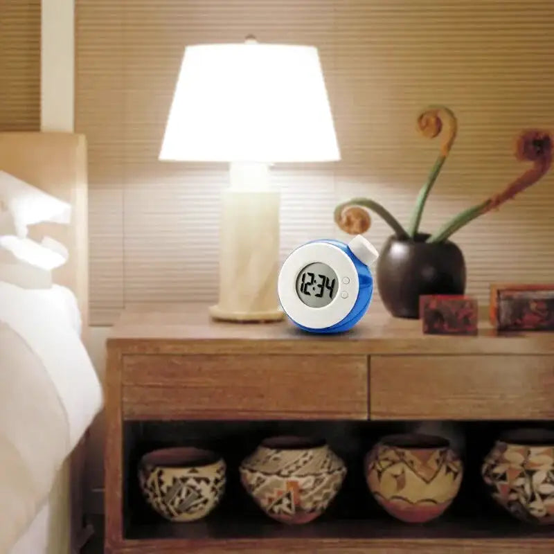 Réveil digital rond bleu à eau sans pile