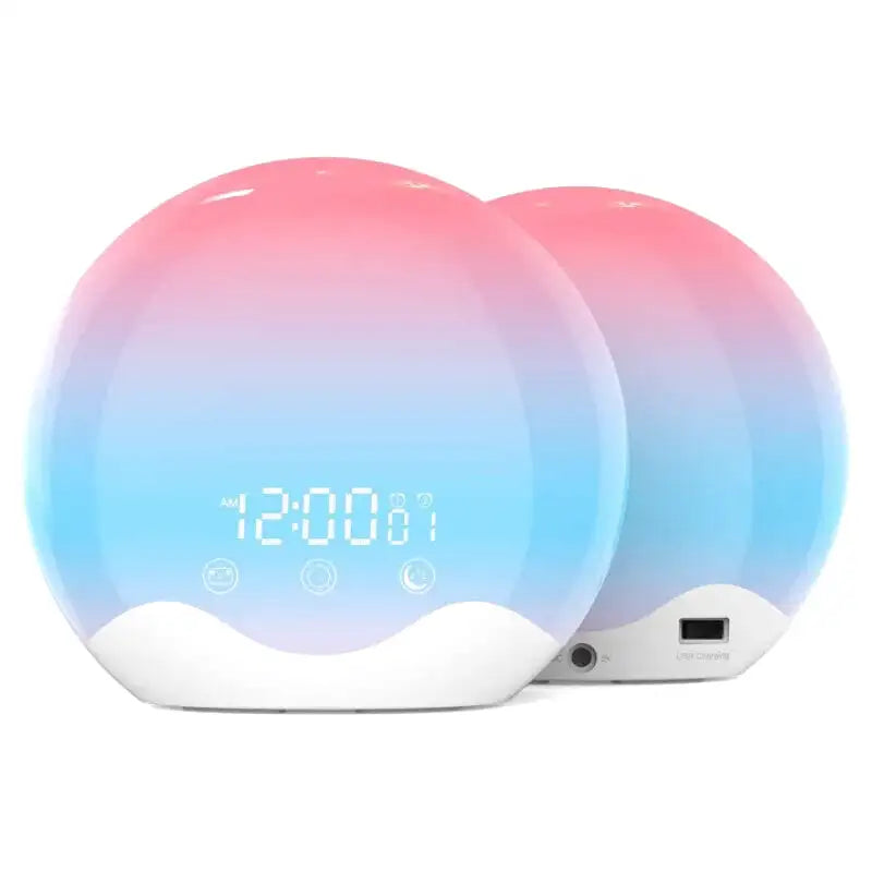 Réveil digital rond dégradé bleu magenta en plastique