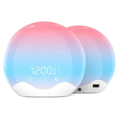 Réveil digital rond dégradé bleu magenta en plastique