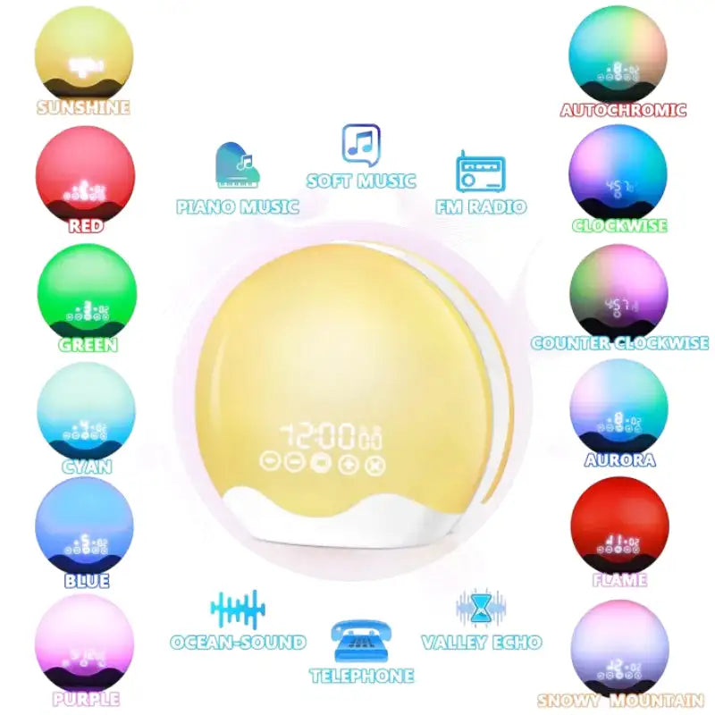 Réveil digital rond dégradé bleu magenta en plastique