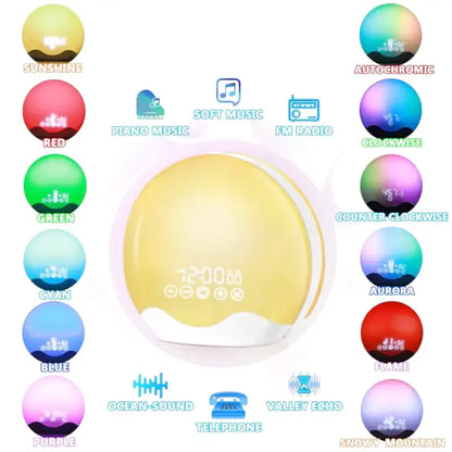 Réveil digital rond dégradé bleu magenta en plastique