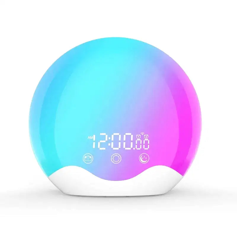 Réveil digital rond dégradé bleu magenta en plastique