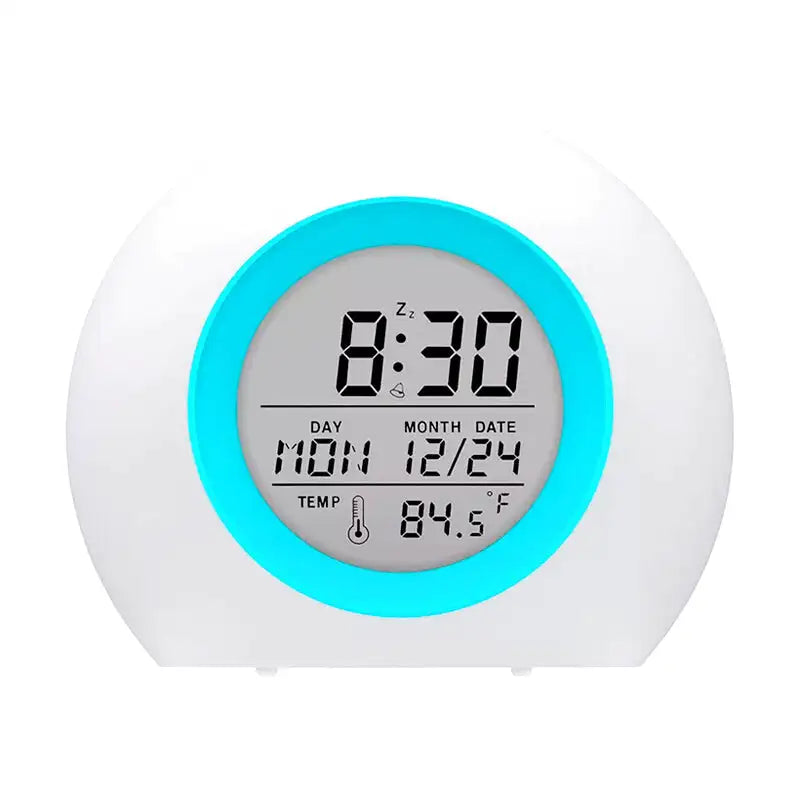 Réveil digital rond avec affichage multifonction