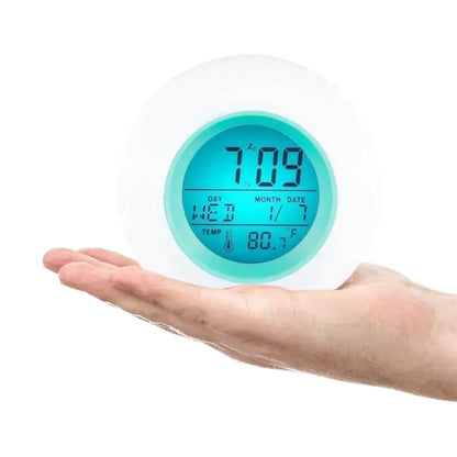 Réveil digital rond avec affichage multifonction