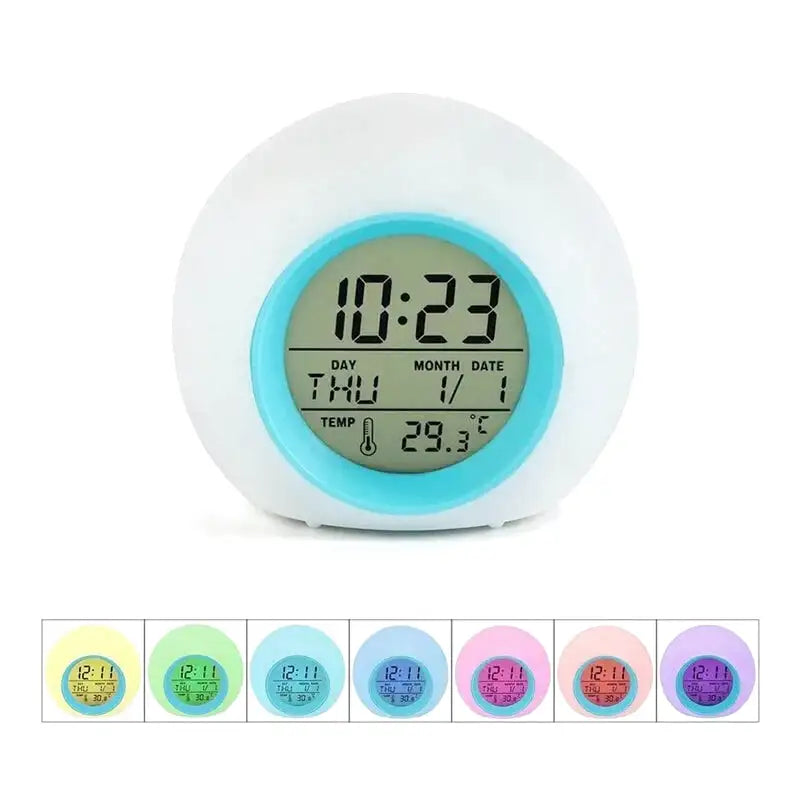 Réveil digital rond avec affichage multifonction