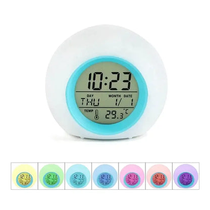 Réveil digital rond avec affichage multifonction