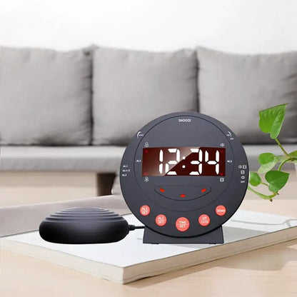 Réveil digital rond noir à affichage LED rouge