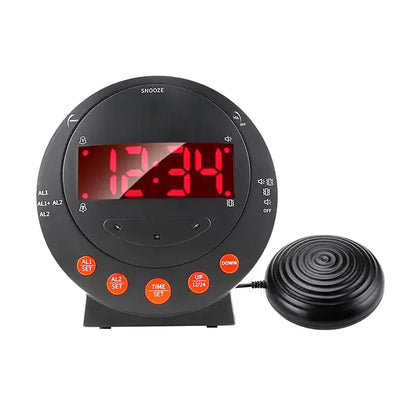 Réveil digital rond noir à affichage LED rouge