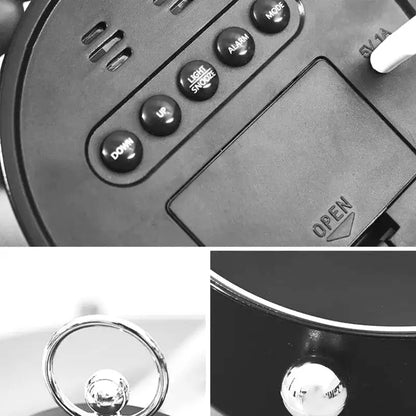 Réveil digital rond noir à affichage LED vert