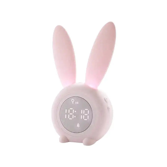 Réveil digital rose en plastique avec oreilles de lapin
