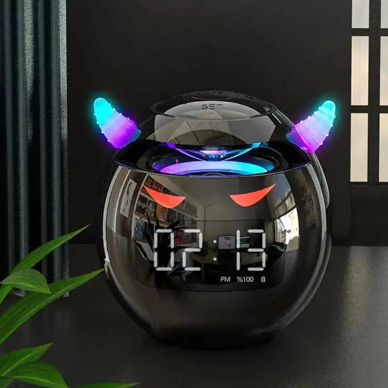 Réveil digital sphérique noir avec oreilles lumineuses LED