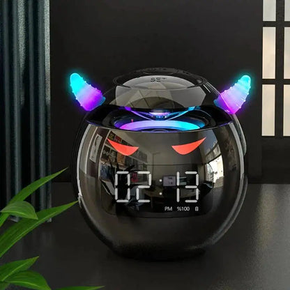 Réveil digital sphérique noir avec oreilles lumineuses LED