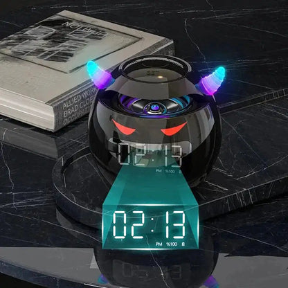 Réveil digital sphérique noir avec oreilles lumineuses LED